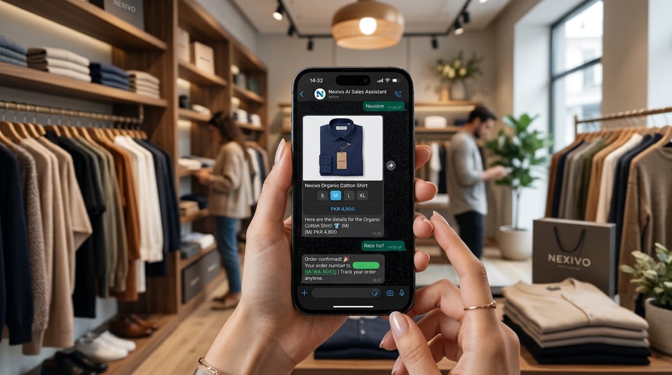 Nexivo WhatsApp AI Sales Assistant conversation taking product orders with automated confirmation